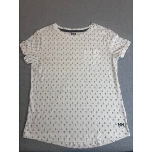 Helly Hansen Women's Naiad White Blue Anchor Short Sleeve T-Shirt - L